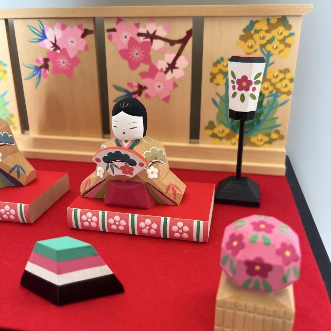 中村外志人 雛人形 木製 桜模様　超美品