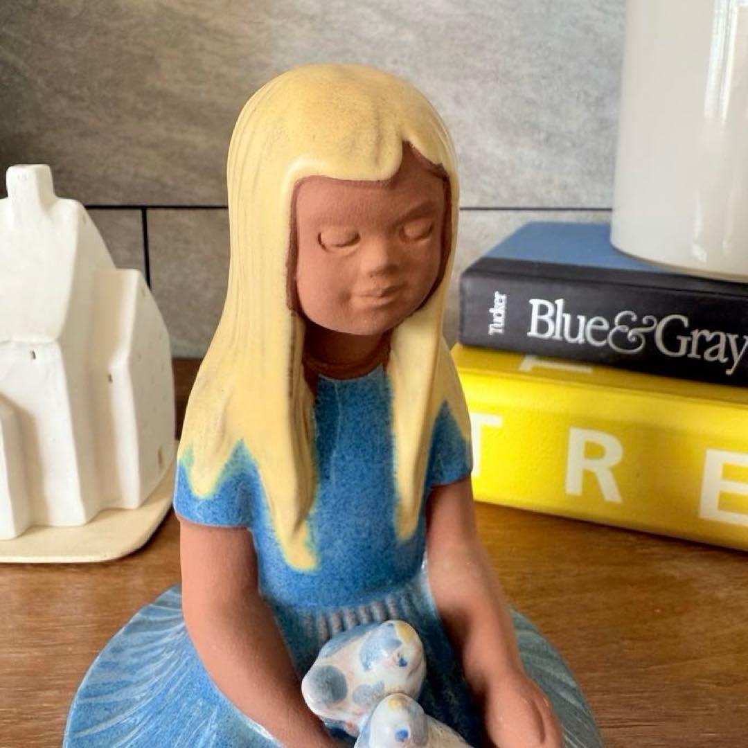 Jie gantofta 鳥と少女のオブジェ