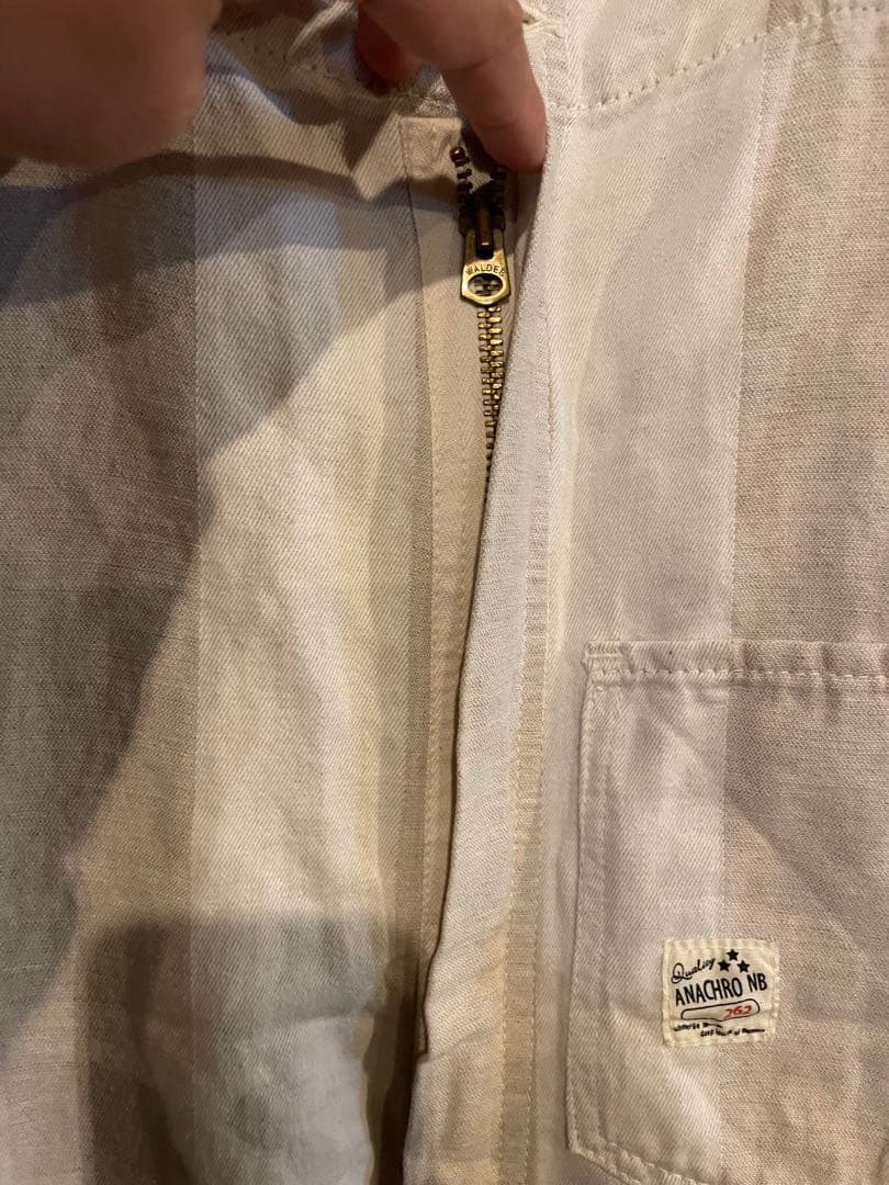 レア　アナクロノーム　ストライプ コットンオーバーオール サイズ32