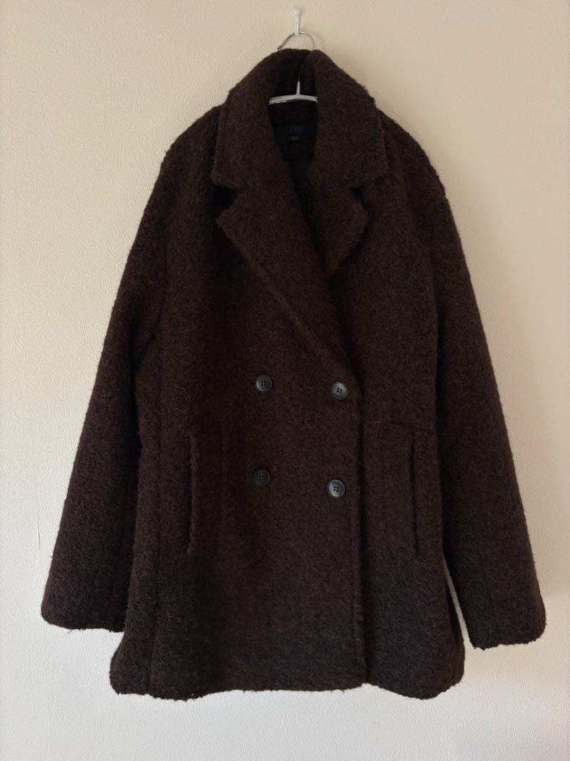 T*T様 ZARA ブークレダブルブレスト ミディ丈コート S ダークブラウン
