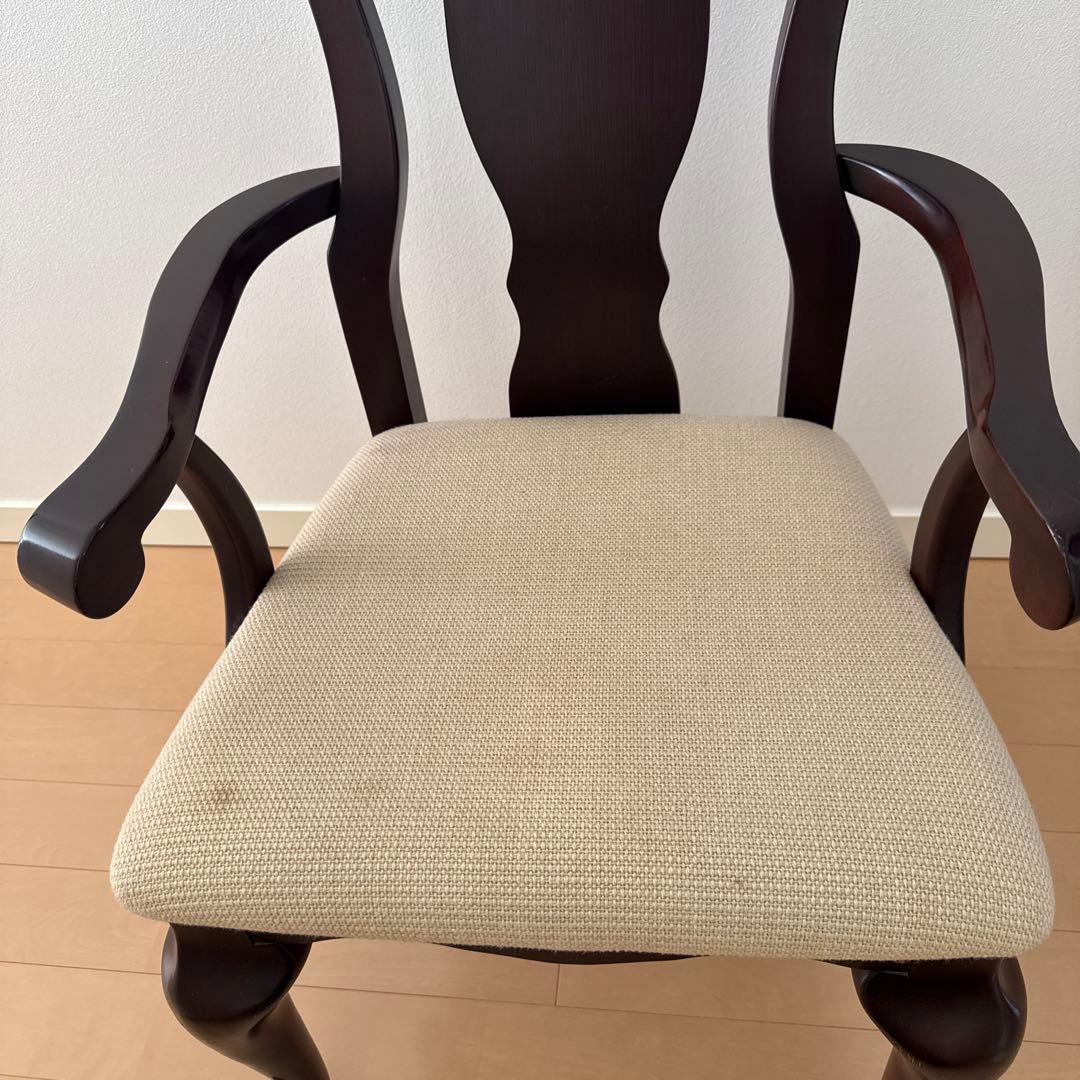 ダークブラウン 木製 椅子 布座面 大塚家具