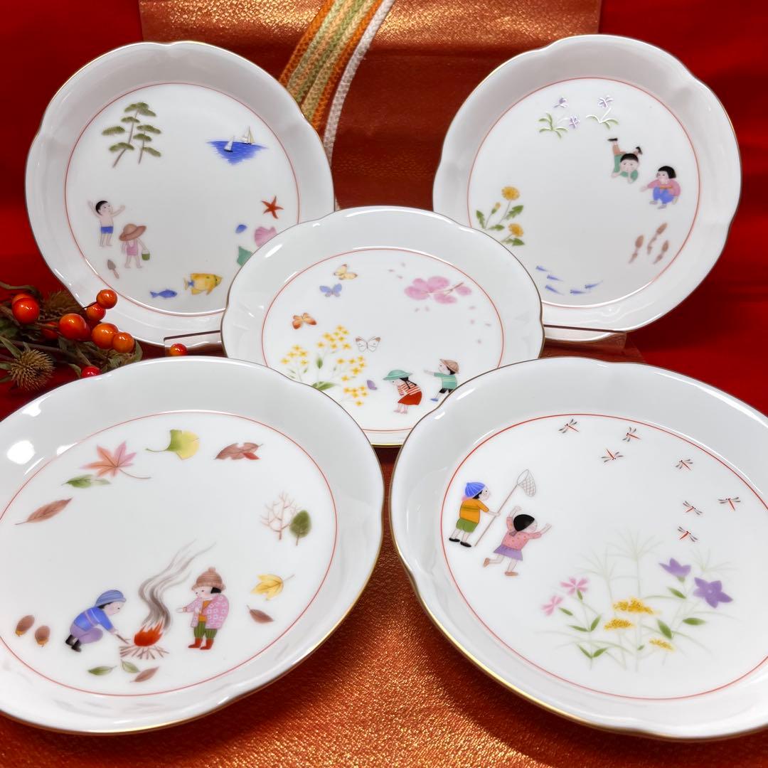 【天然石】 香蘭社 四季わらべ唄 金彩色絵 銘々皿 セット 他おまとめ