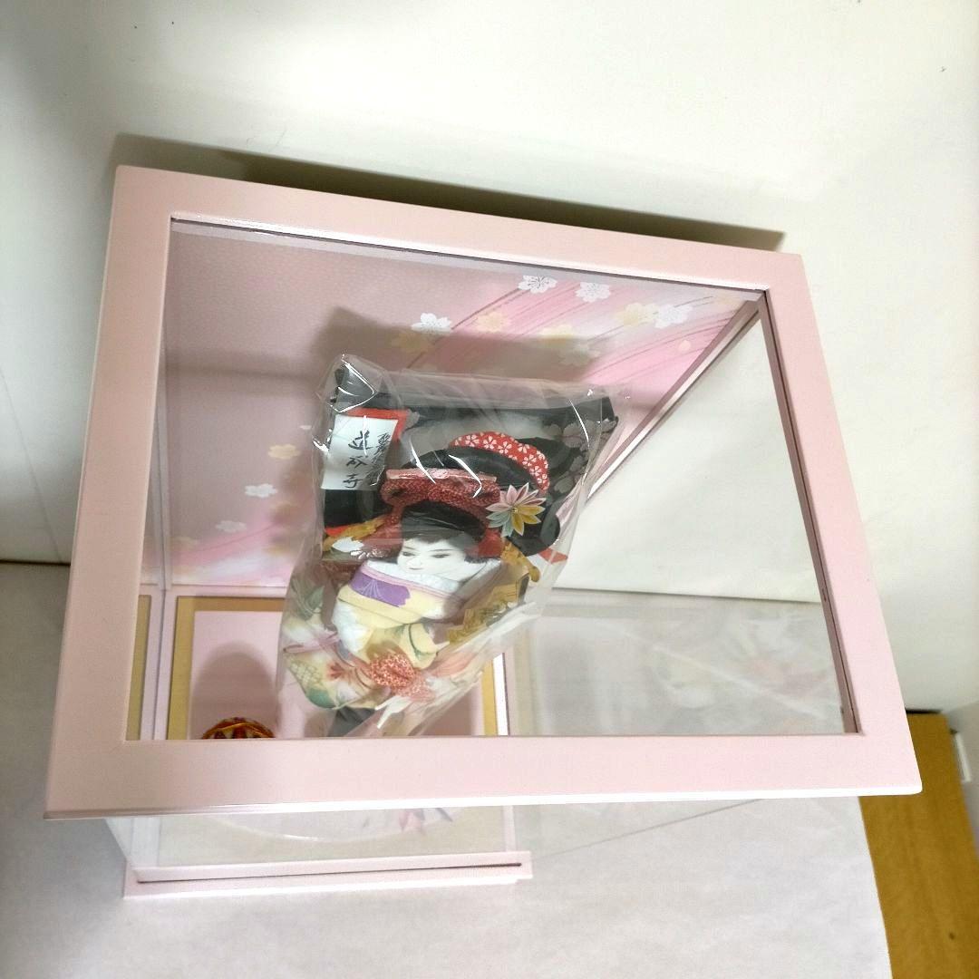 羽子板 新品 13号 パノラマ ガラスケース 桃 道明寺 友禅