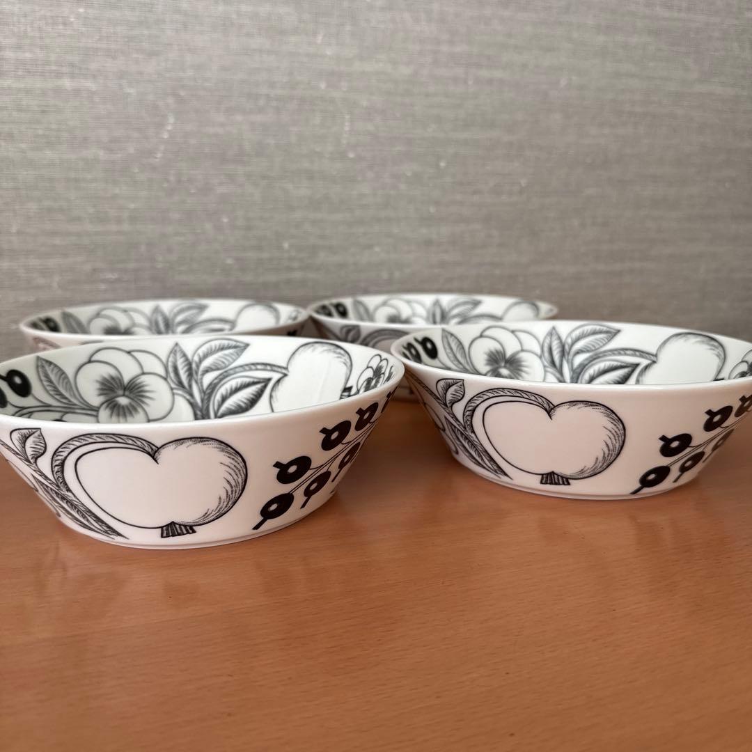 旧ロゴ　アラビア パラティッシ　ブラック スープボウル 17cm 4個セット