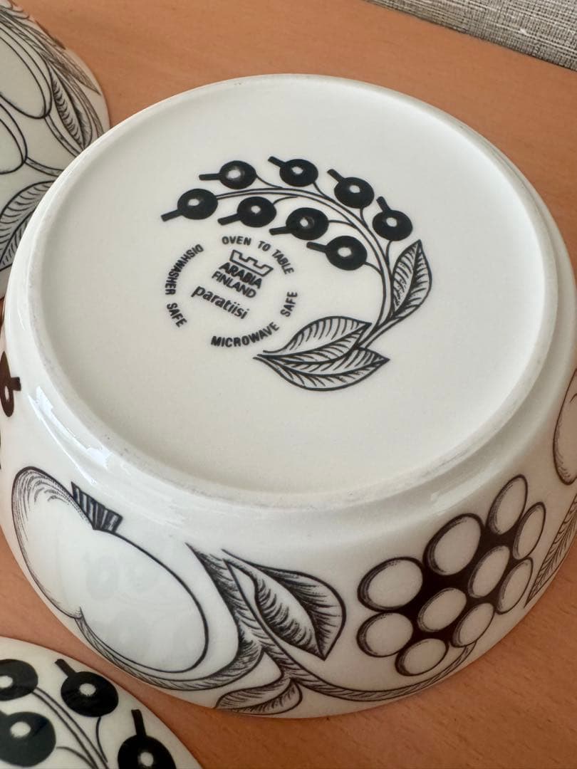 旧ロゴ　アラビア パラティッシ　ブラック スープボウル 17cm 4個セット