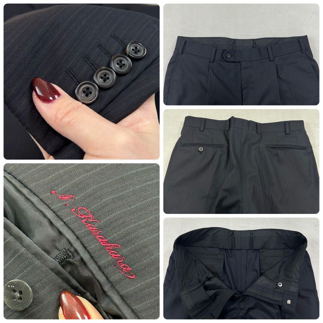 K561 L バーバリーロンドン 肩パット入り スーツ上下 ネイビー メンズ