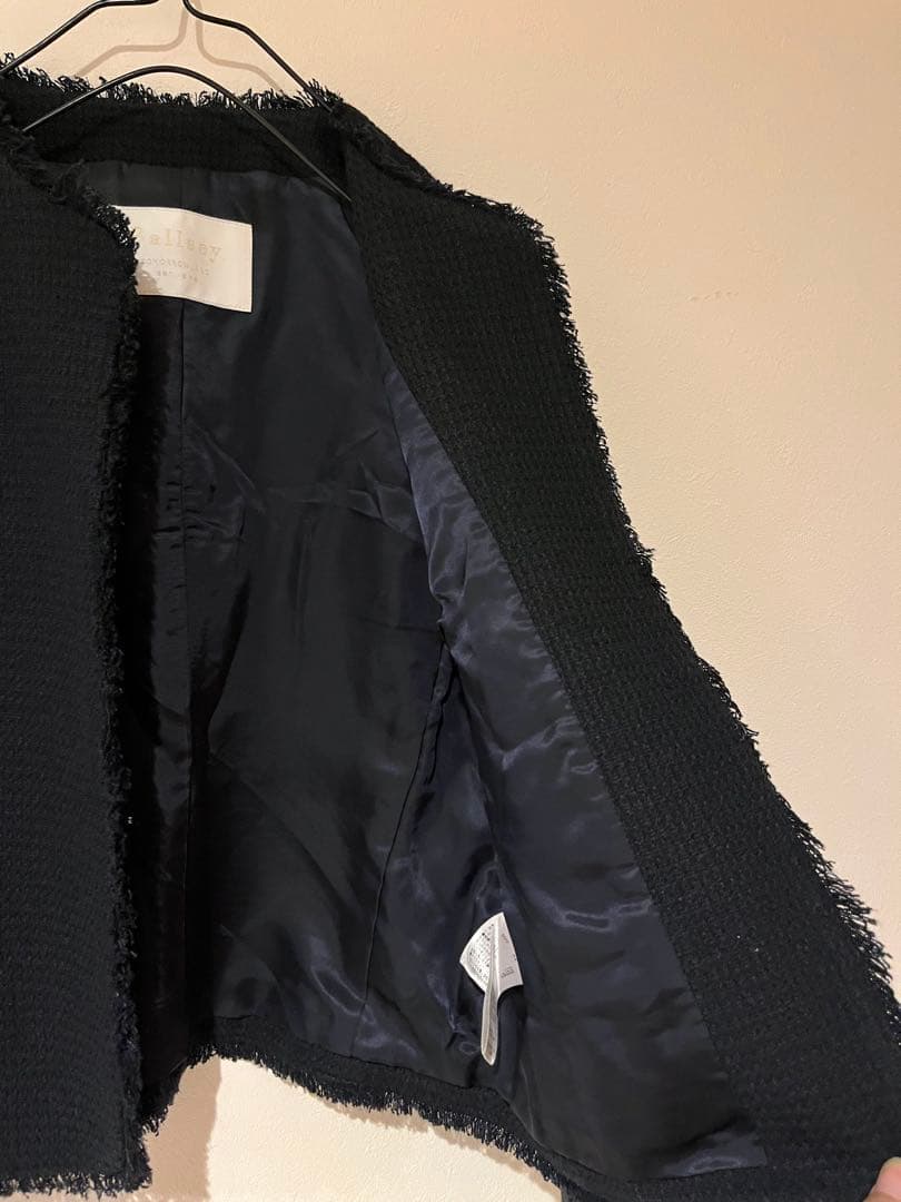 美品！BALLSEY◇ワッフルツイードノーカラージャケット　ネイビー　34