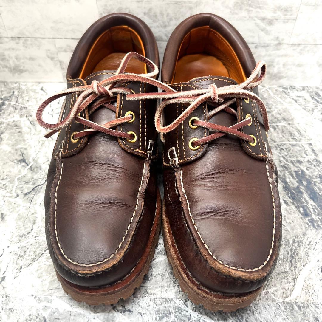 定番✨ ティンバーランド スリーアイ デッキシューズ ブラウン レザー 25.5
