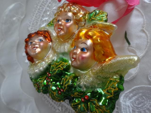 三人の天使　柊　クリストファー・ラコ　ガラスオーナメント　クリスマス
