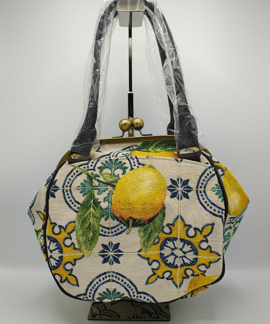 SOAR SOLe ソアソウル がま口バッグ ジャガード織レモン柄 おまけ付き