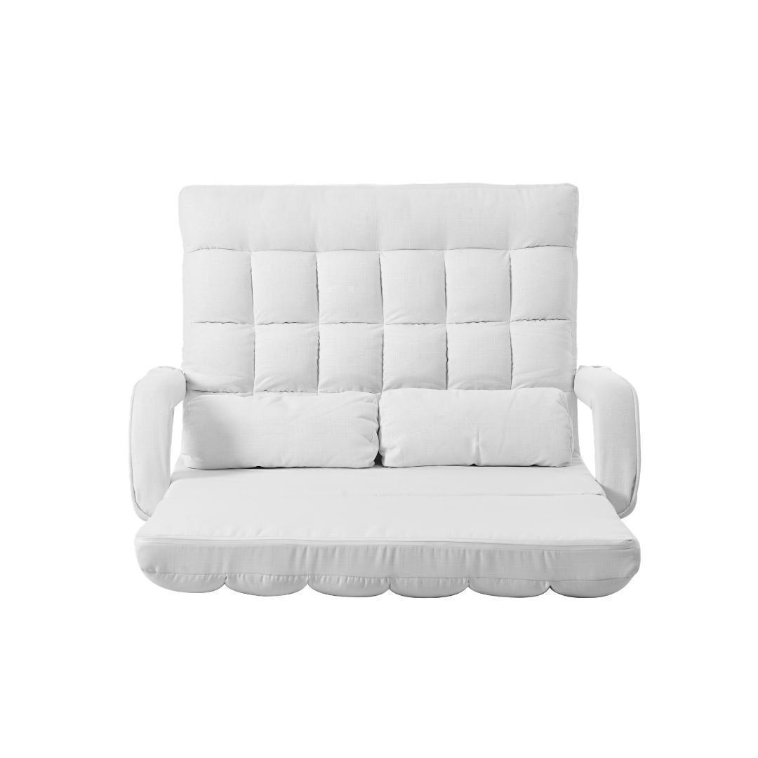 座椅子 4WAY リクライニングソファ 折りたたみ座いす 2人掛け【ホワイト】