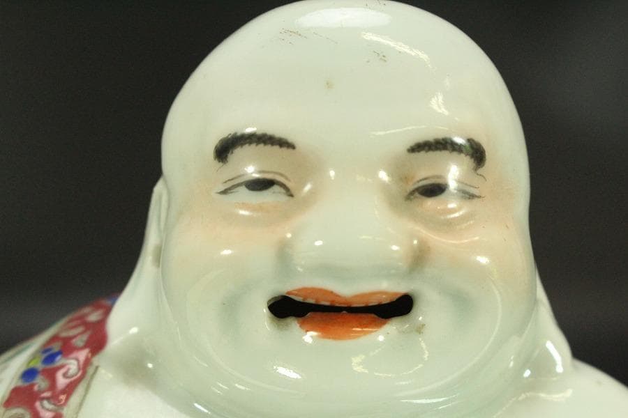 中国美術 色絵 布袋 置物(LC804)