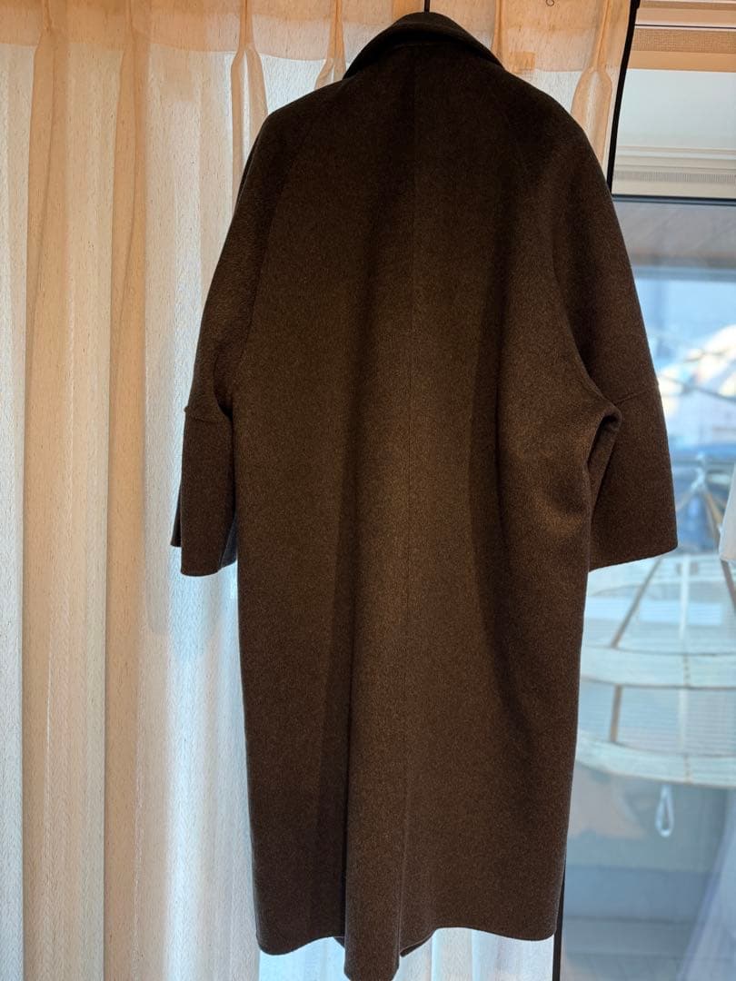 conte ウール100％ ダブルブレスト リバーロングコート GRAY 36