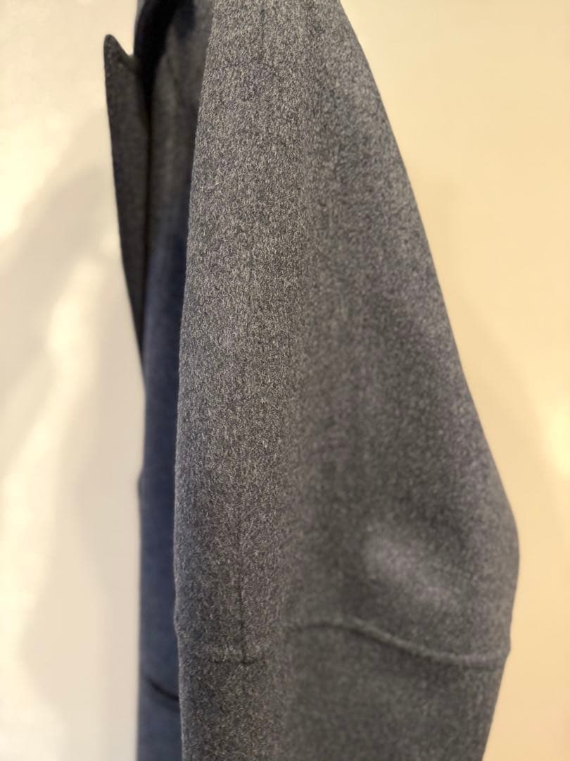 conte ウール100％ ダブルブレスト リバーロングコート GRAY 36