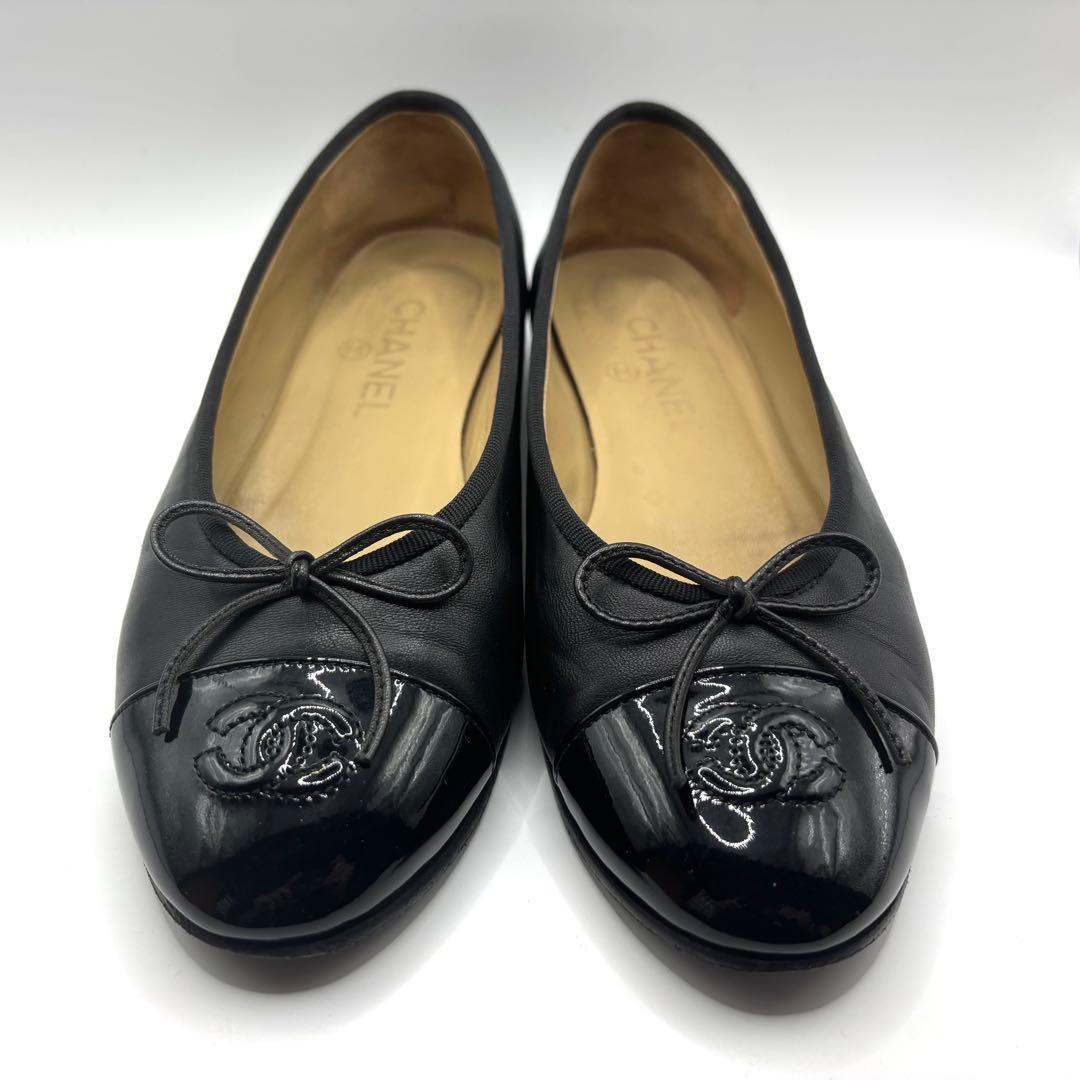 ✨美品✨CHANEL バレエシューズ　バレリーナ　レザー　ブラック　24㎝相当