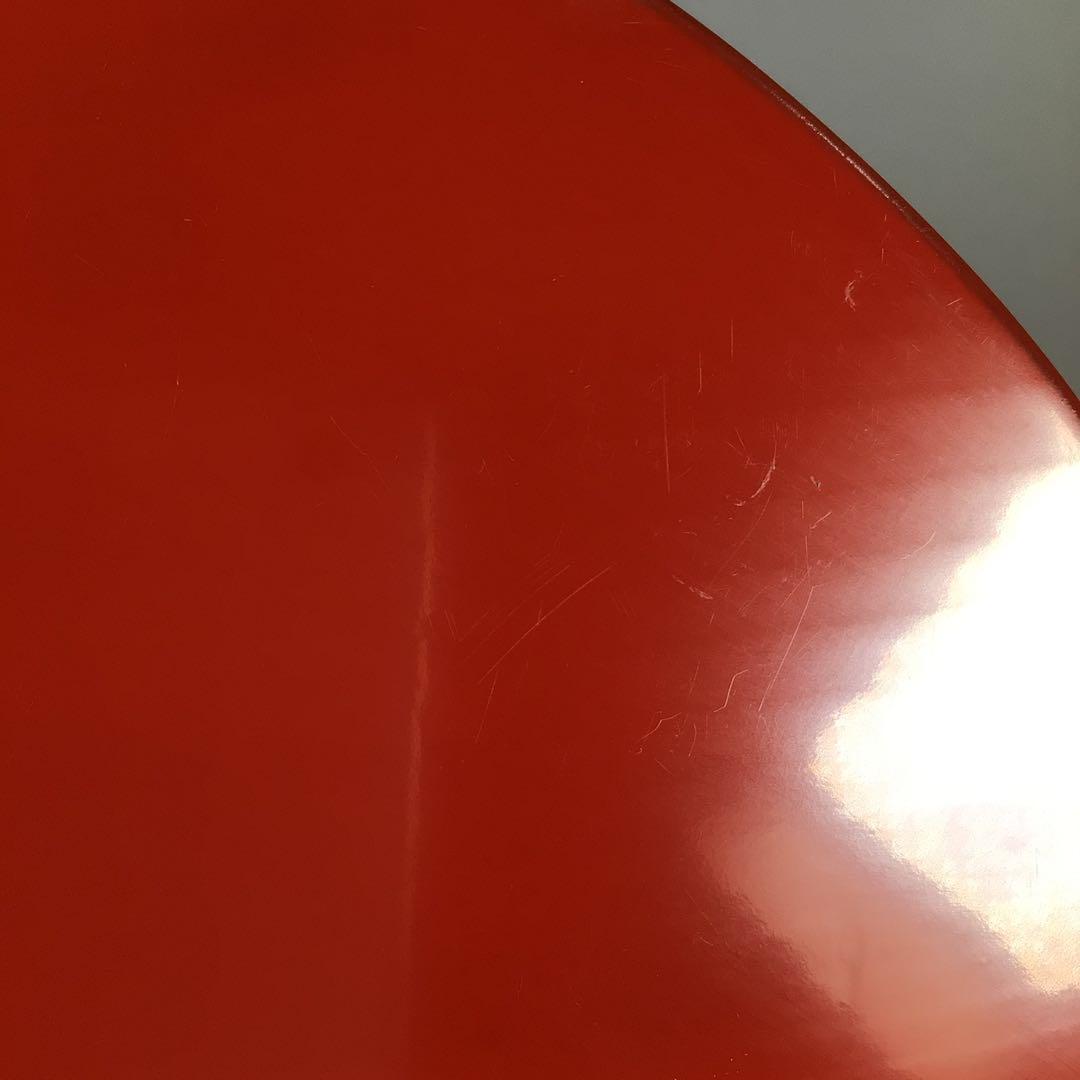 Ｍ７４８　水指　『塗師　岡本陽斎作』『朱塗』『手桶水指』　共箱　茶道具