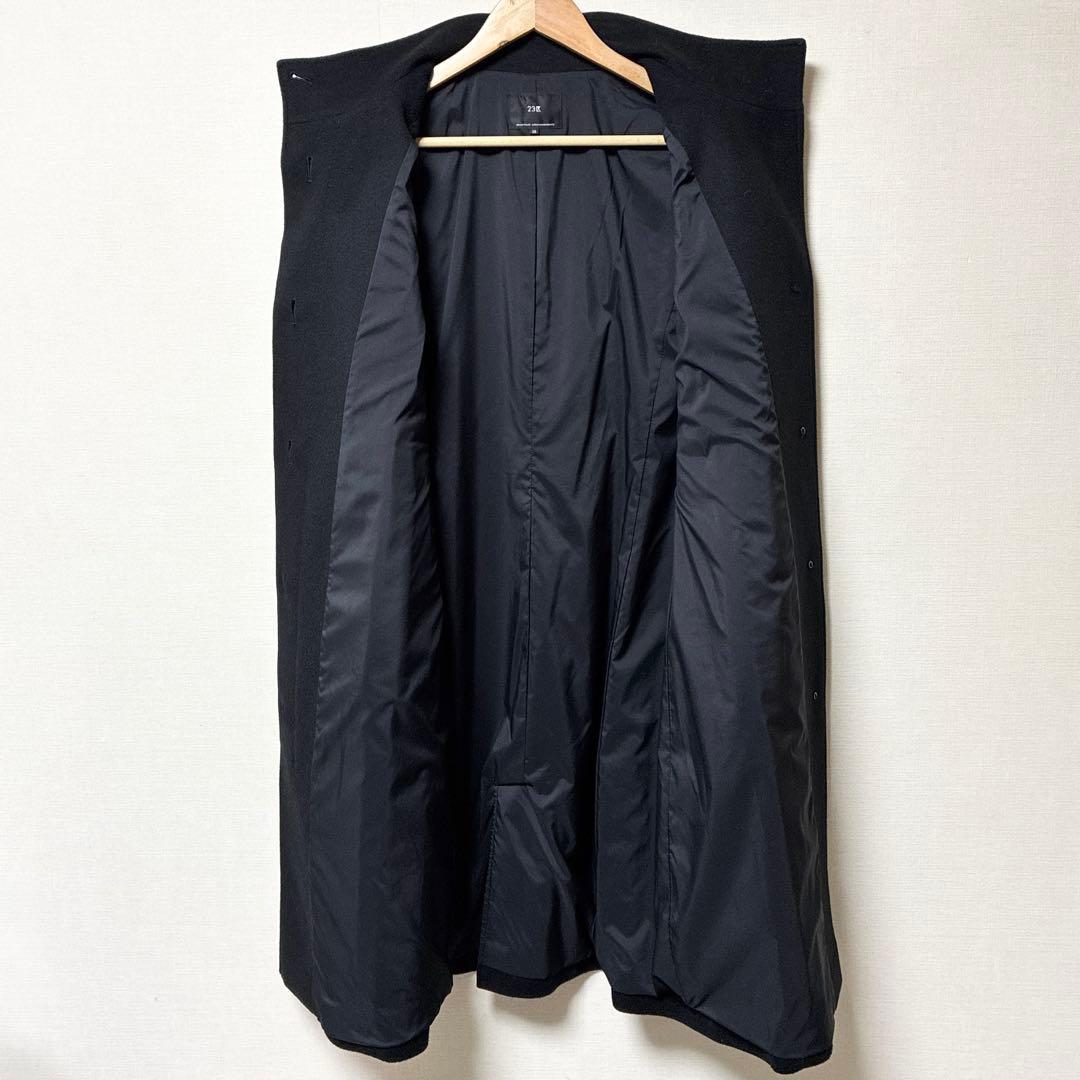 極美品 2024AW 23区 カシミヤ混スタンドカラーコート ブラック ウール