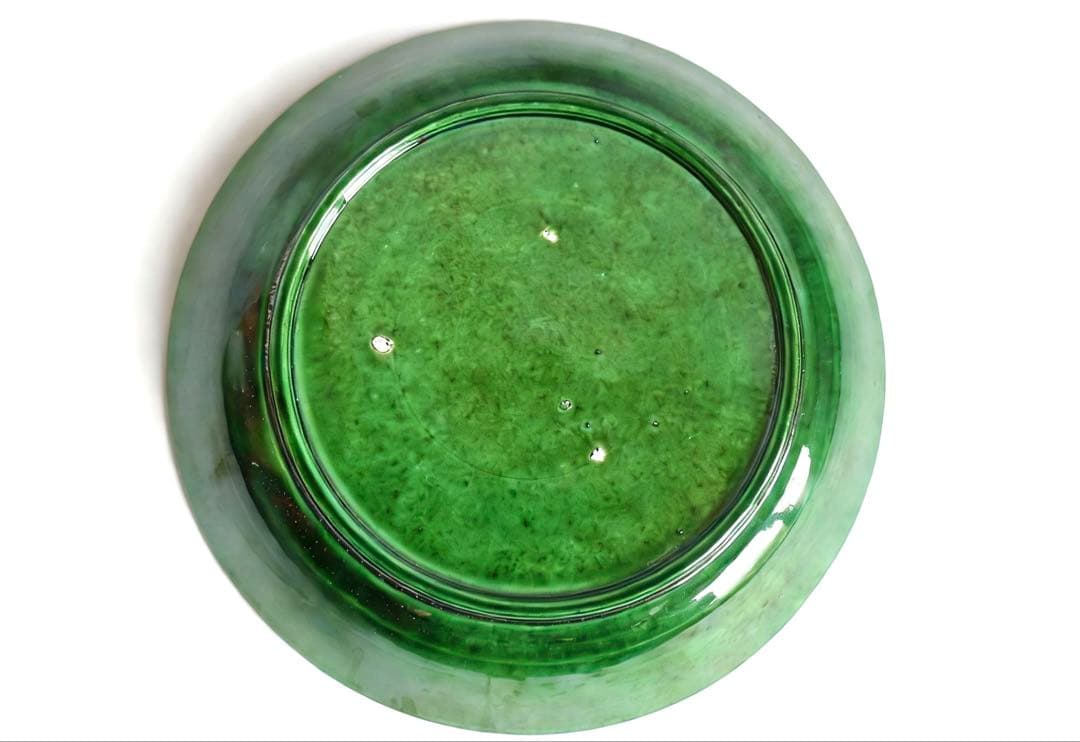 明時代　緑釉　龍紋　中国美術　皿　時代物　民家蔵出