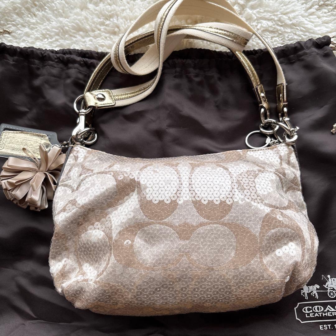 COACH コーチ スパンコール ポピー ハンドバッグ 2way