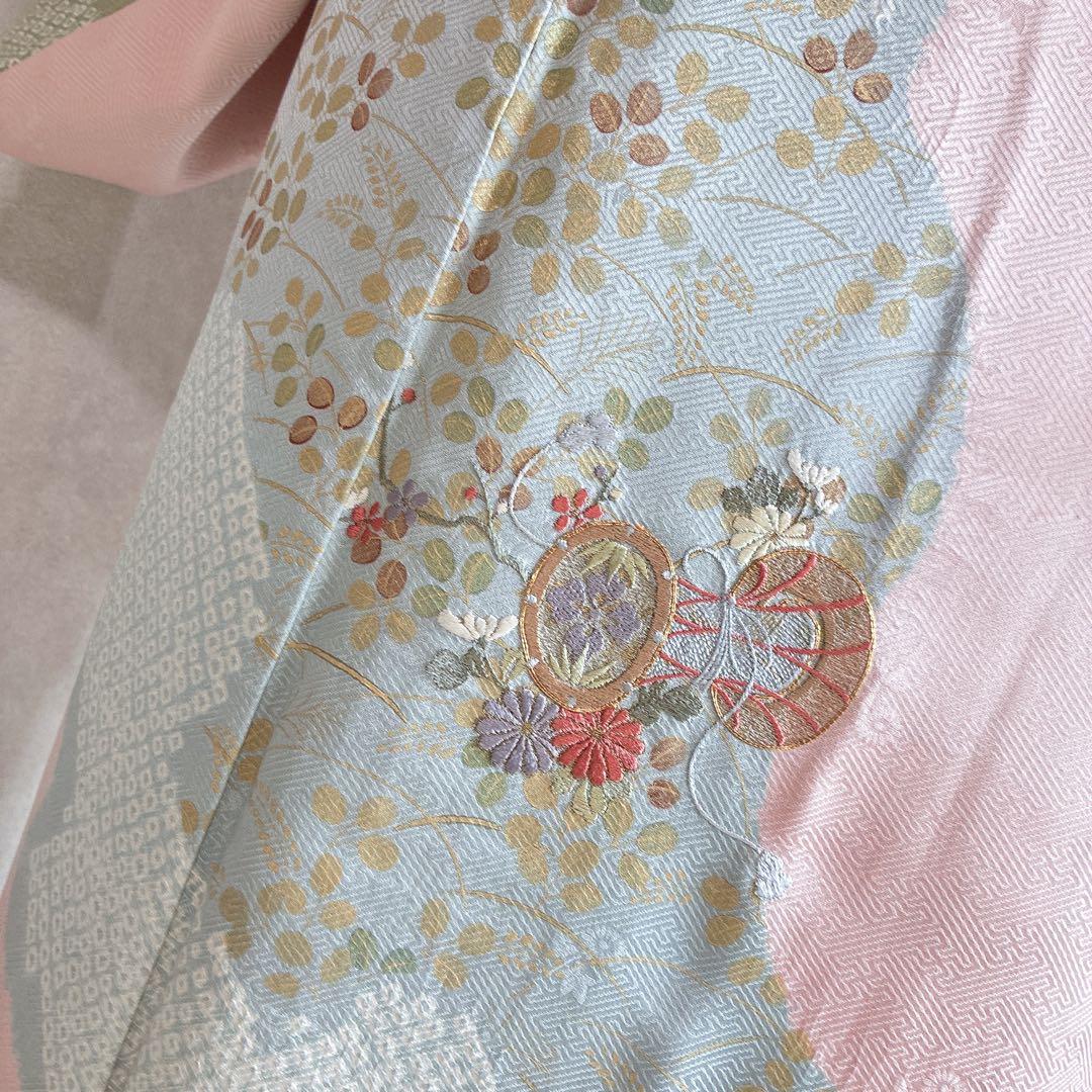 訪問着　フルセット　着物　正絹　入学式　手刺繍　絞り　紗綾形地紋　そよ風　G6
