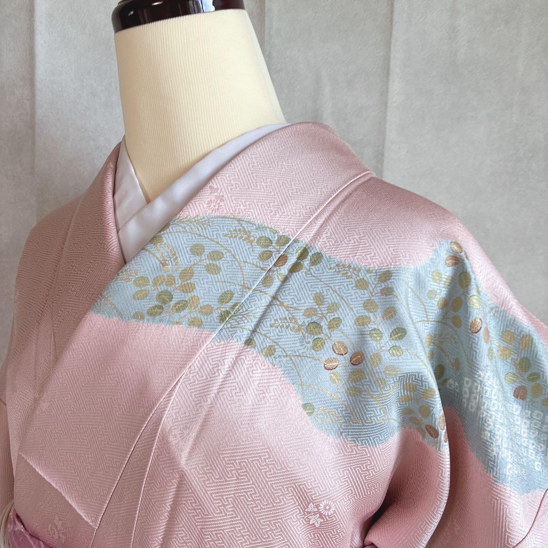 訪問着　フルセット　着物　正絹　入学式　手刺繍　絞り　紗綾形地紋　そよ風　G6