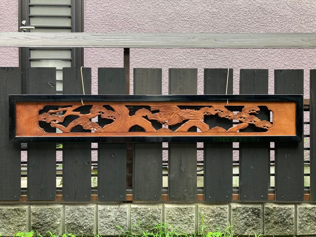 【 重厚年代物】欄間✨松と鷹✨2枚組