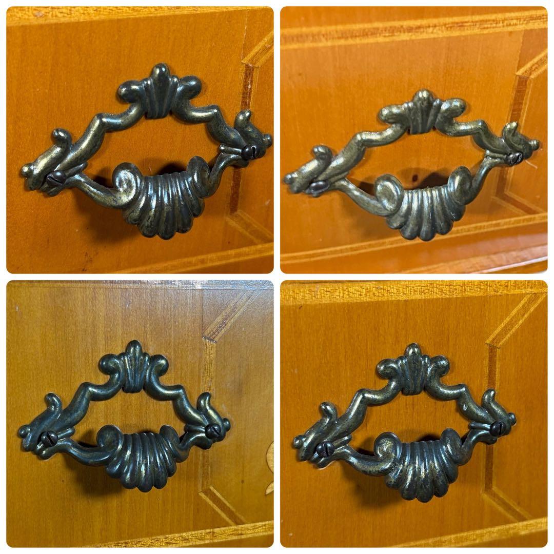 HR829 【曲線シャビー】イタリア 5段チェスト 丸脚 象嵌細工