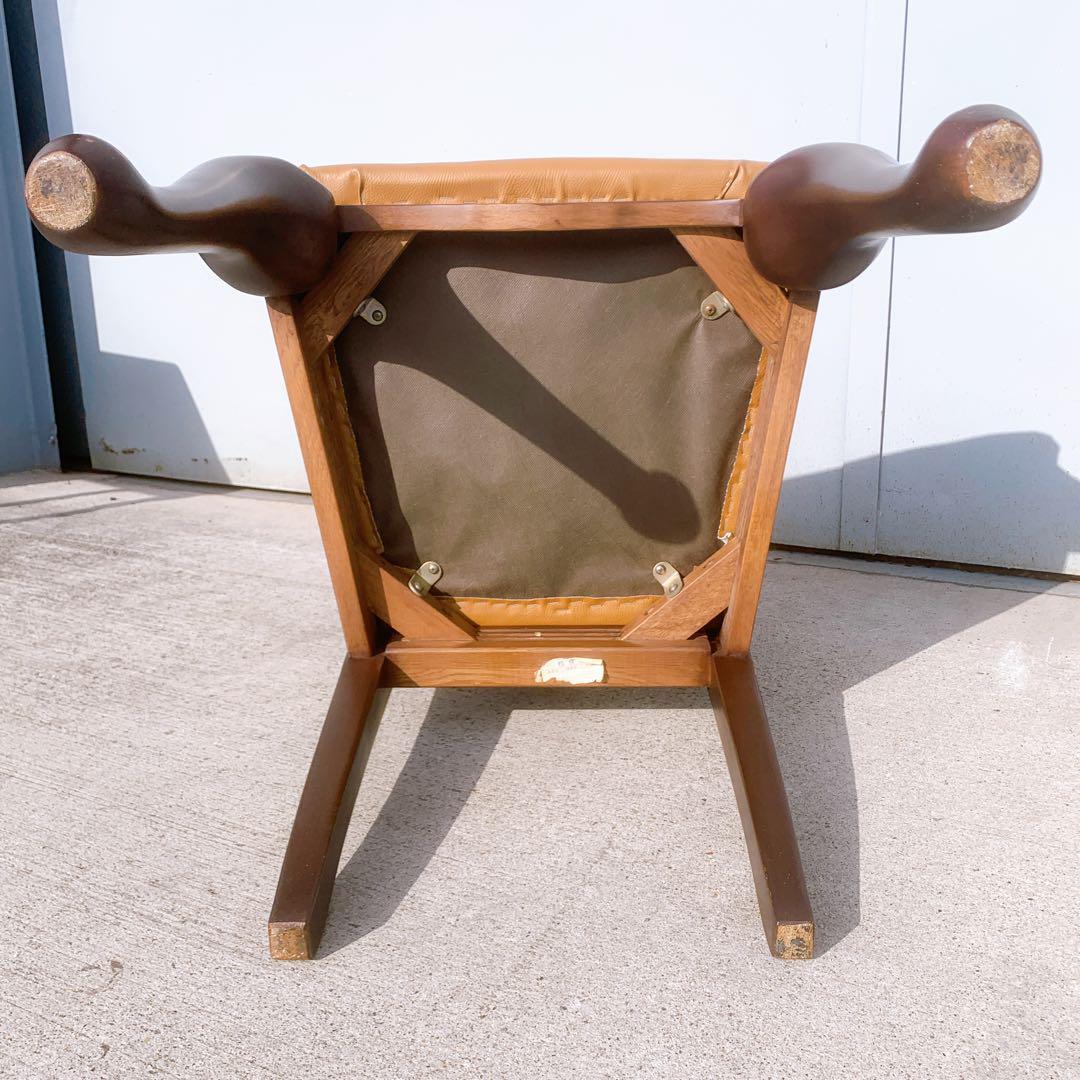 【送料込③】IDC大塚家具 クイーンズ アンティーク レザーダイニング椅子 猫脚