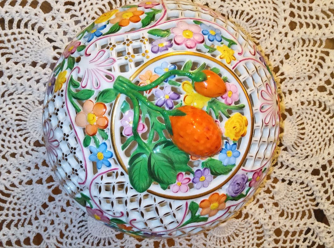 Herend花柄陶器製キャンディ菓子器