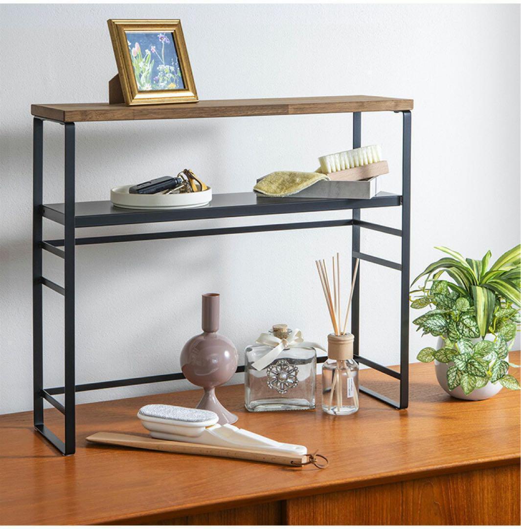 E-44598 ラバーウッド キッチンラック　棚板2段