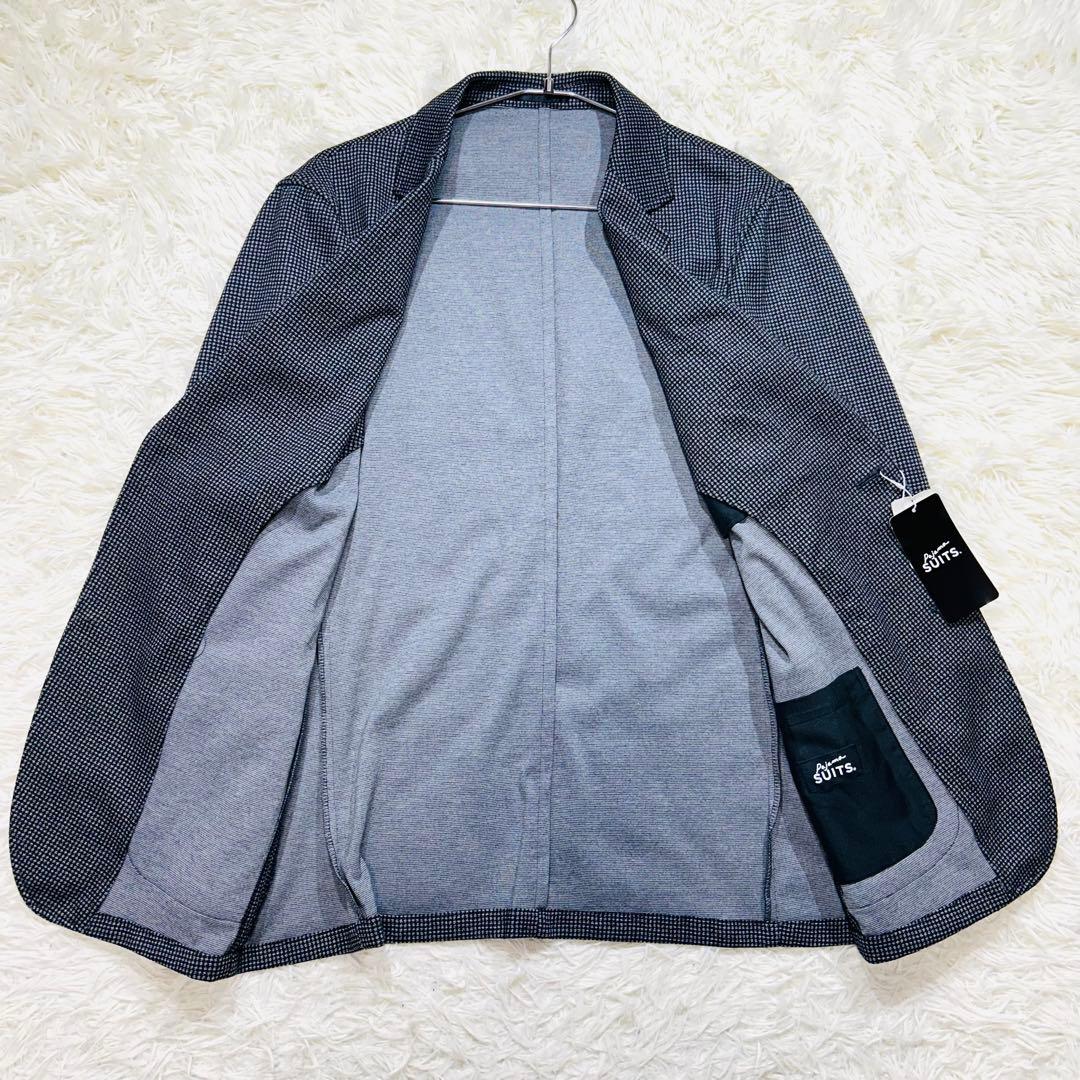 【未使用タグ付】洗える♪パジャマスーツ プリントジャージセット グレー千鳥格子L