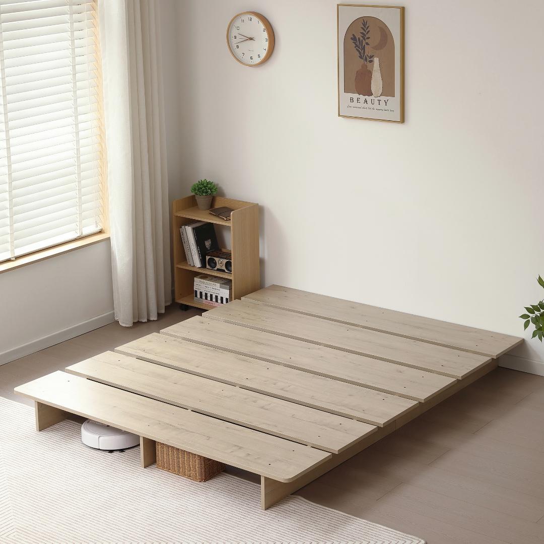 【幅140cm】ベッド　脚付き　木目調　コンパクト　NATURAL