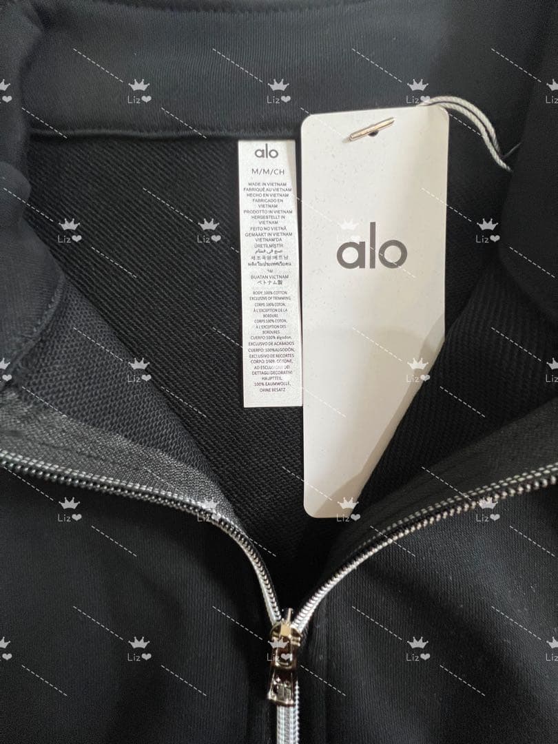 Alo ジップ プルオーバー ブラック