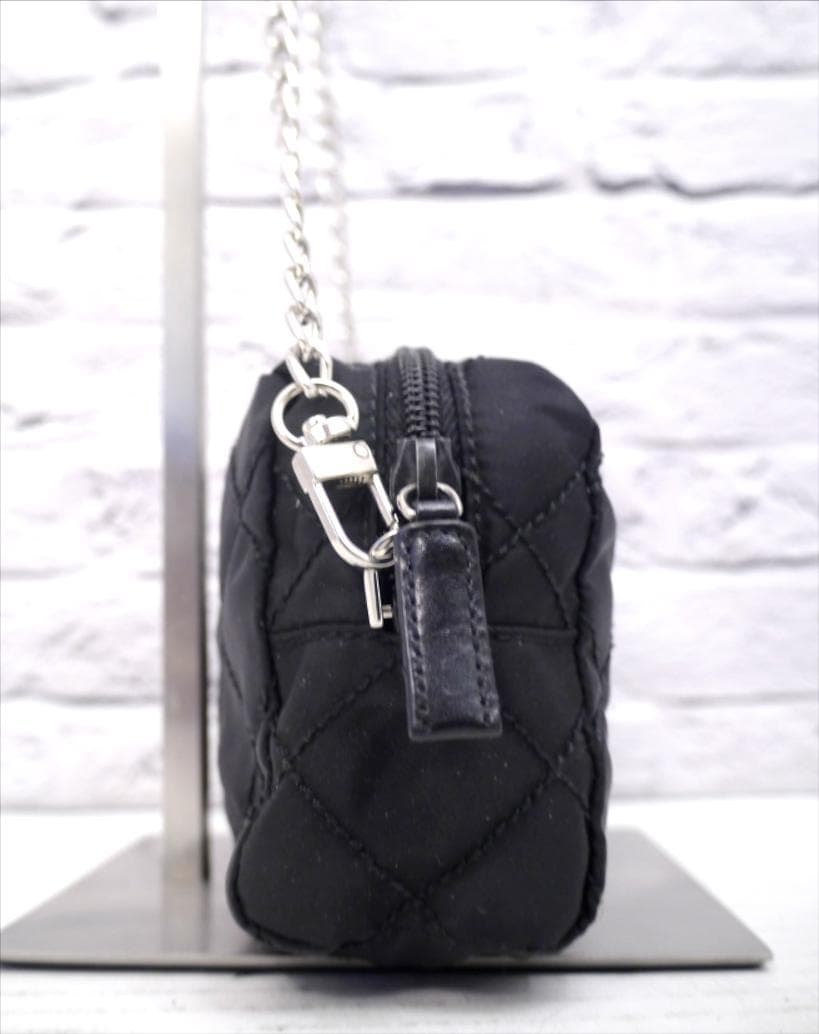◆ PRADA プラダ キルティング ショルダー バッグ ポーチ ポシェット 黒