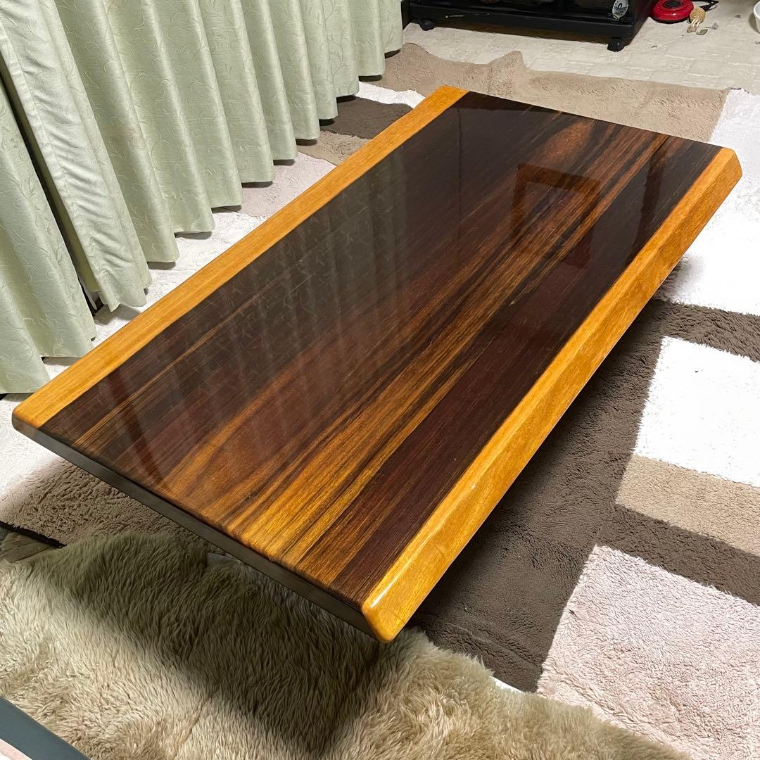 送料込 高級 紅紫檀 一枚板 センターテーブル 鏡面仕上 無垢材 シタン