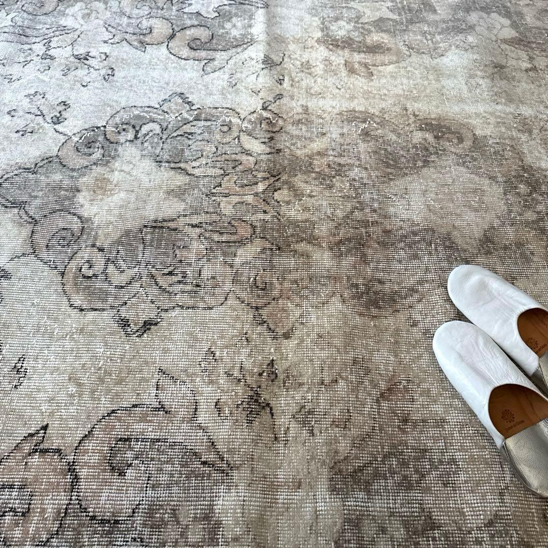 大判160×257 擦れシャビー　色むら　メダリオン　トルコヴィンテージラグ