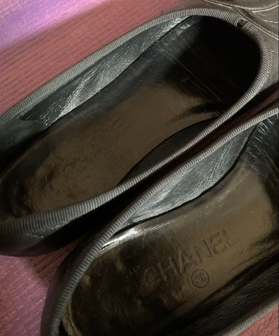 売り切りCHANEL ブラック バレエシューズ　カンボン　ブラック×ブラック