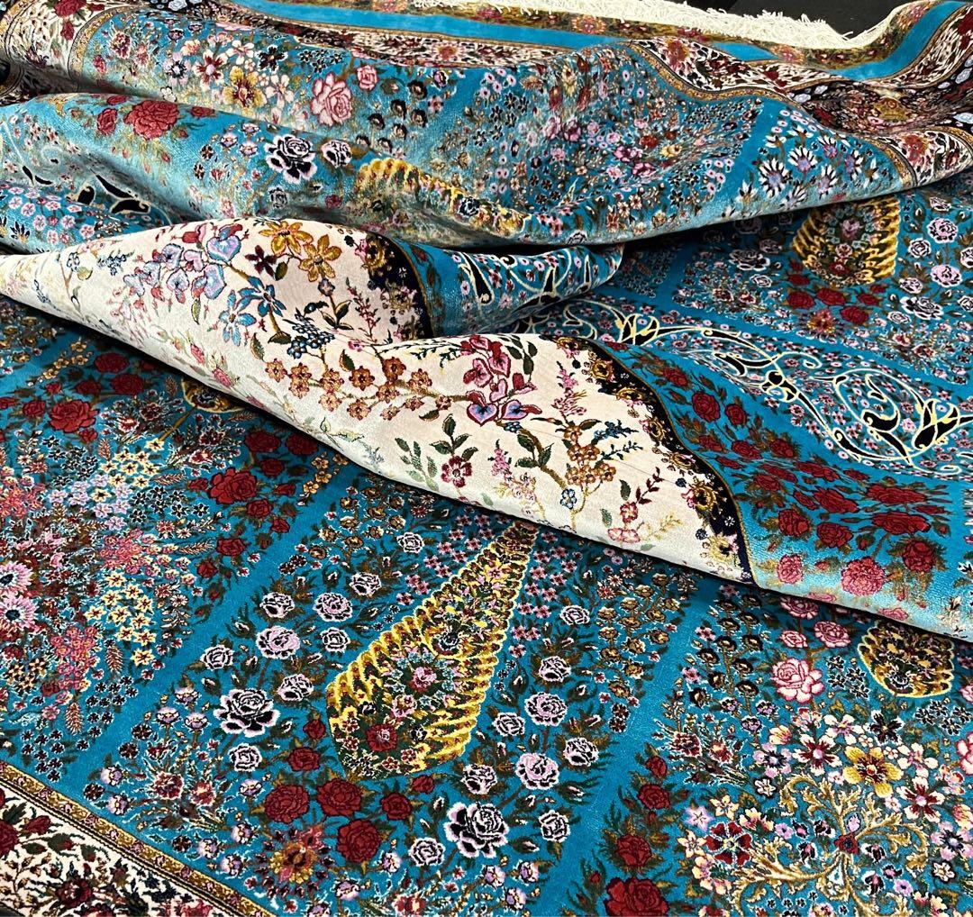 最高級特あ大判ペルシャ絨毯 イラン クム産　シルク100% 手織り289万ノット