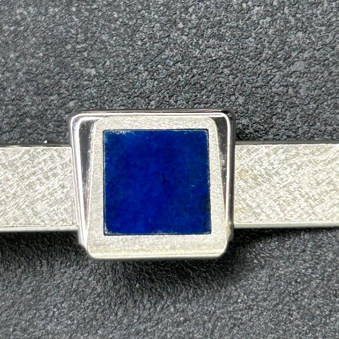 あやめ123 14金ホワイトゴールド　東急　ラピスラズリ？　ネクタイピン