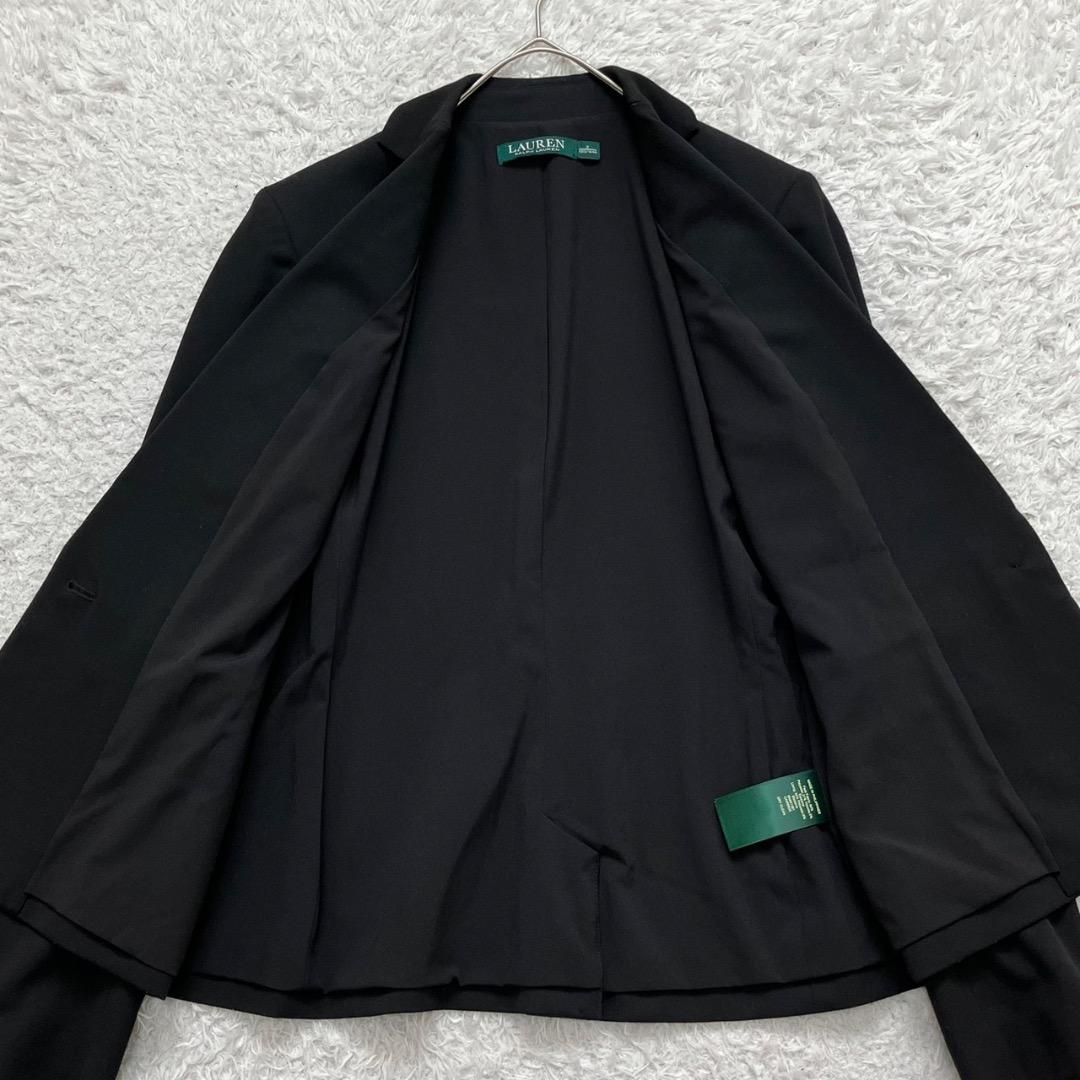 極美品✨ローレンラルフローレン テーラードジャケット 銀ボタン とろみ 伸縮 黒