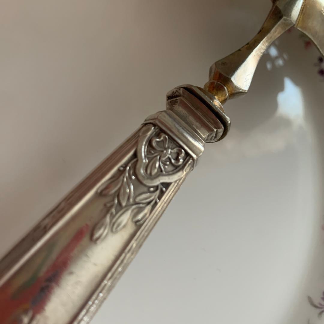 フランスアンティーク　リボンモチーフ★シルバーのラザニアスプーン