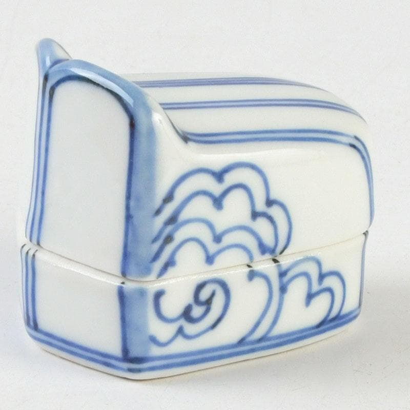 茶道具　平安　昭阿弥造　染付　冠香合　共箱　V　9338