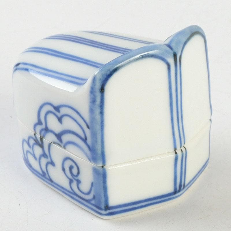 茶道具　平安　昭阿弥造　染付　冠香合　共箱　V　9338