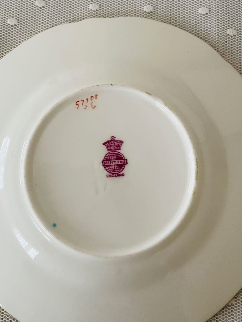 英国　ミントン　ローズ薔薇ハンドペイントの可愛いアンティーク皿4枚セット