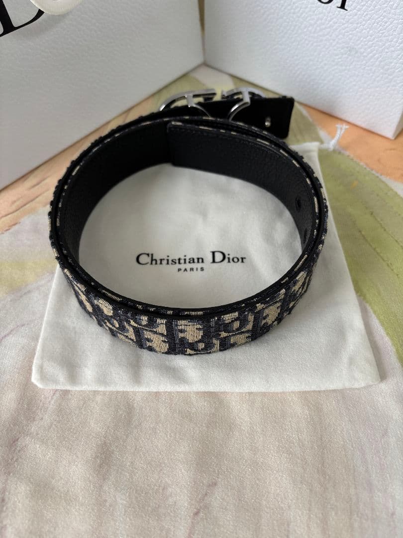 ネイビー DIOR ディオール CDロゴ ベルト ☆105cm