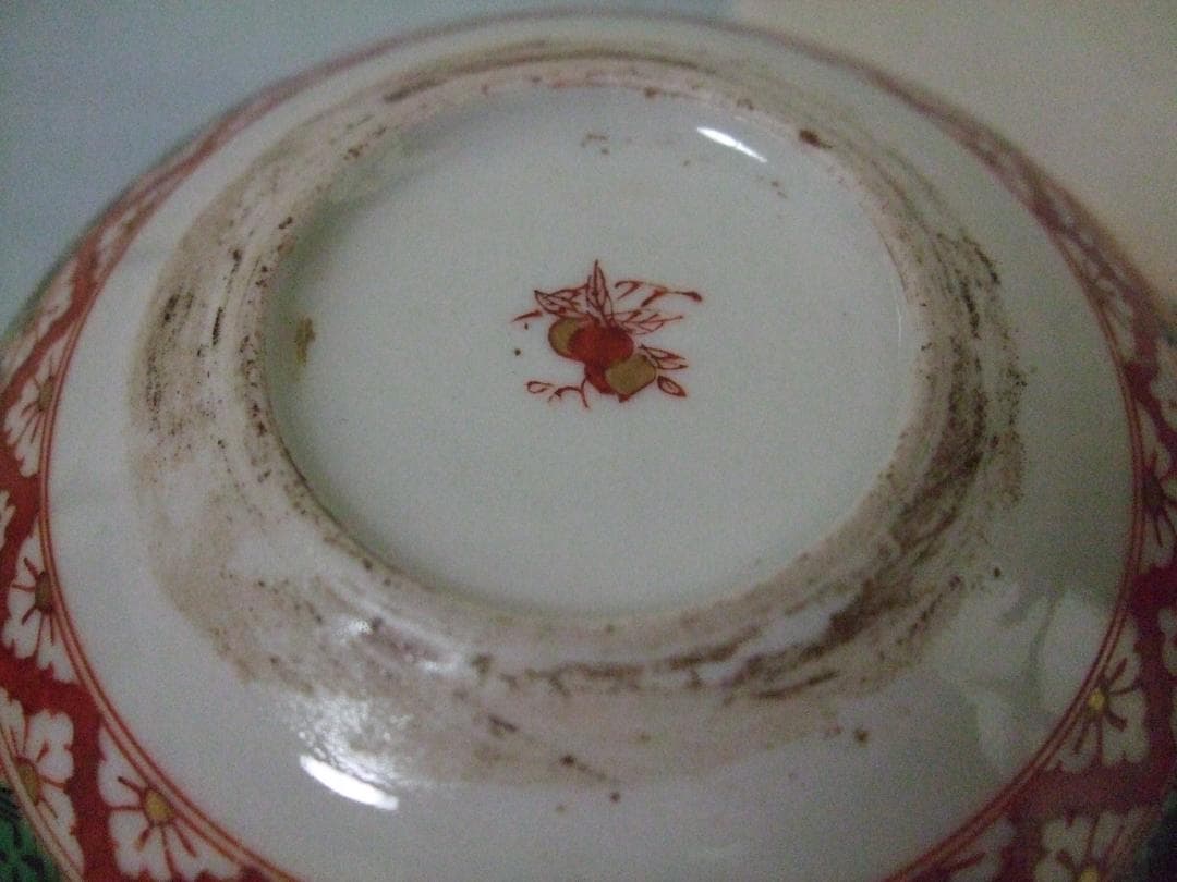 ★古美術品・古伊万里 金蘭手 蓋物碗 茶碗５客組 牡丹・吉祥文 木箱入り