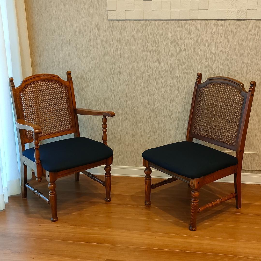 三越ブルージュ　ダイニングチェア　ラタンバック　三越製作所