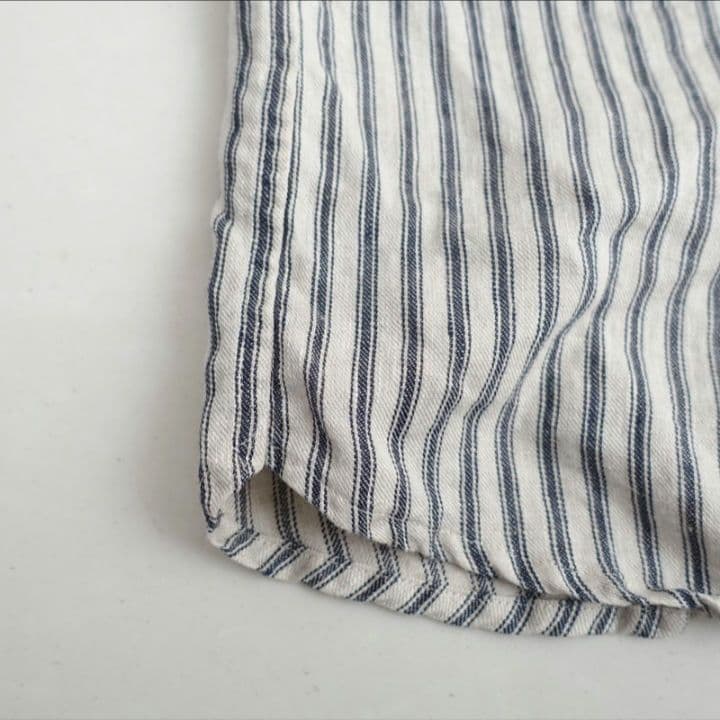 アトリエナルセ atelier naruse トライプリネンバンドカラーシャツ