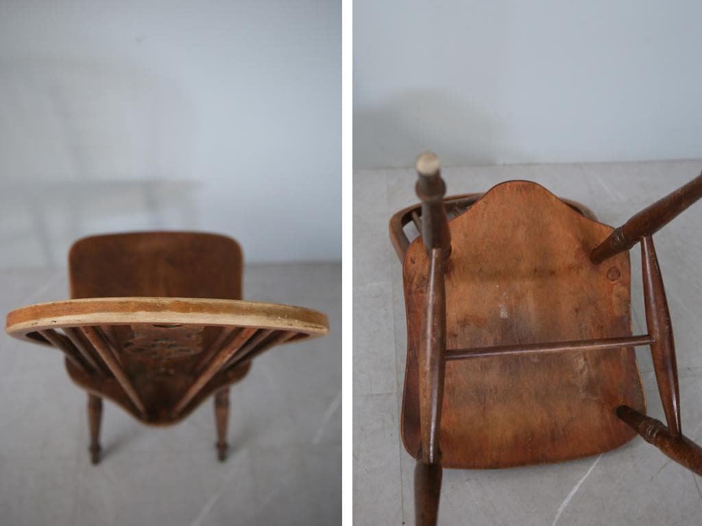 英国アンティーク木製ホイールバックチェア/ダイニングイス/椅子(91-196-1