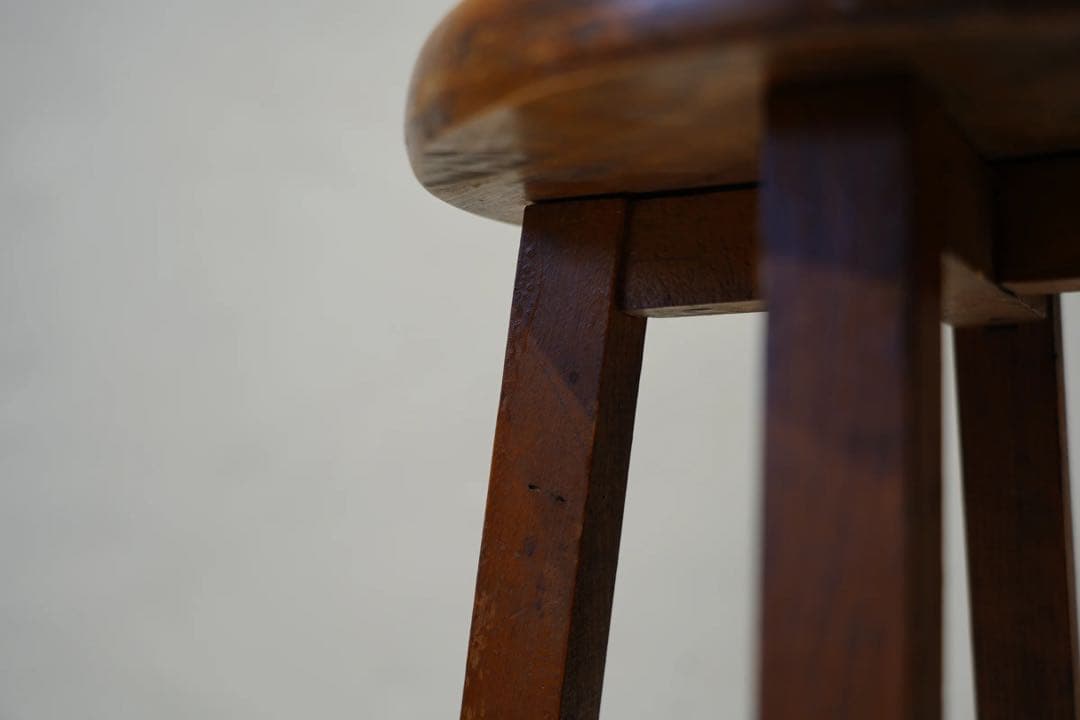 丸スツール　木製　古木　昭和レトロ　アンティーク　ビンテージ　チェア